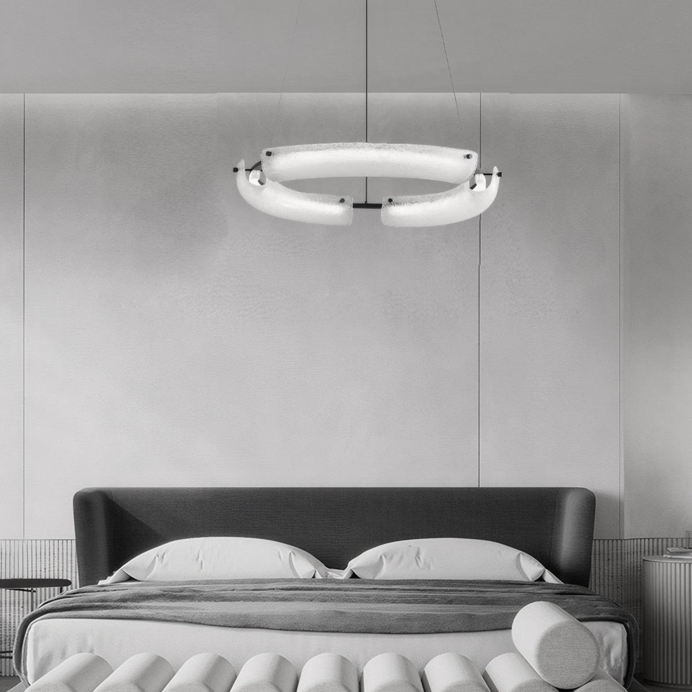 26''/33.9''/41.7'' Wide LED Frosted Water Glass Ring Chandelier by Taavita