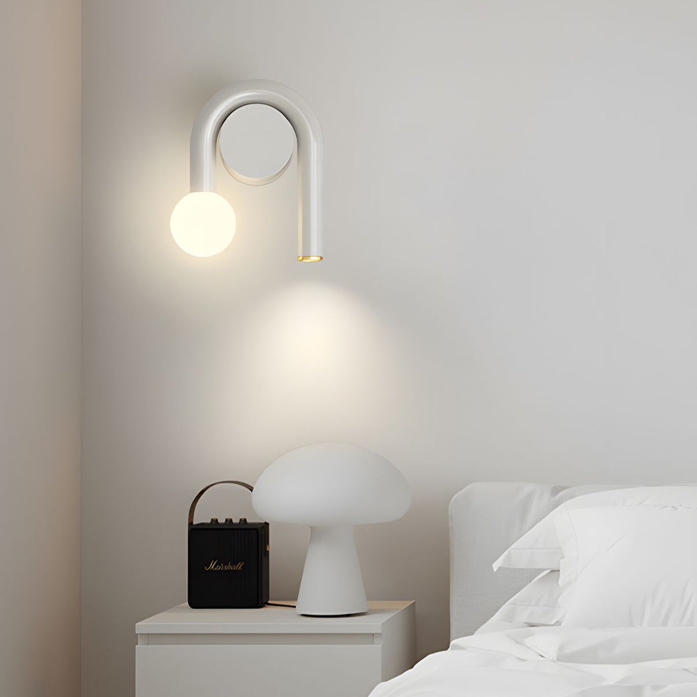 2-Light U-shaped Line Arched Iron Wall Sconce LED Matte Black Bathroom Vanity Lights