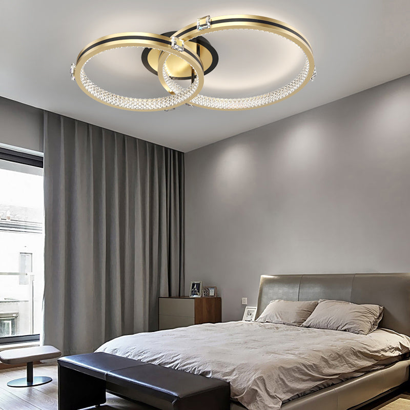 2/3/4 Rings Creative Step Dimming Brushed Gold Modern LED Ceiling Lights - Dazuma
