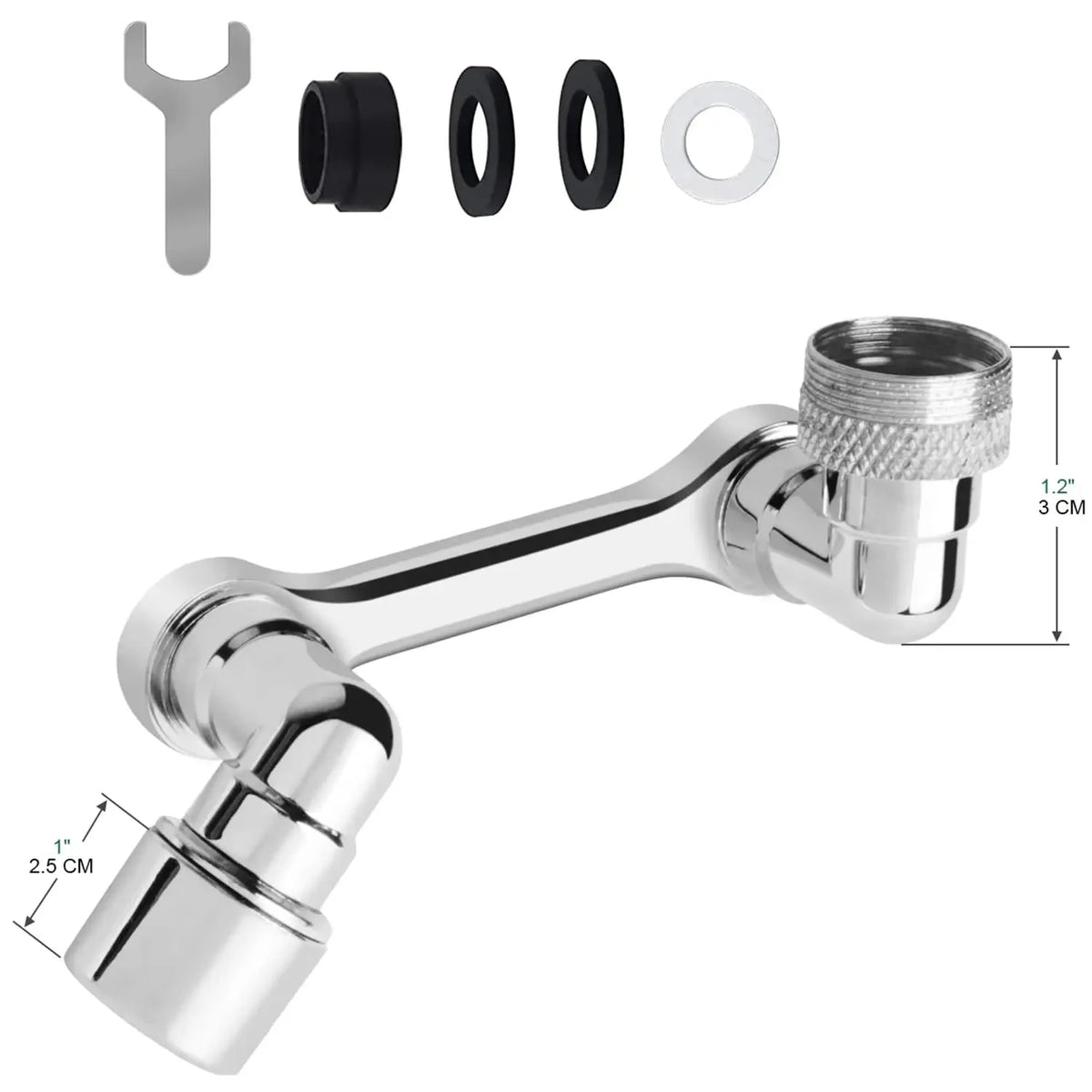 1080° Rotating Dual-Spray Faucet Extender (Tool-Free Install)