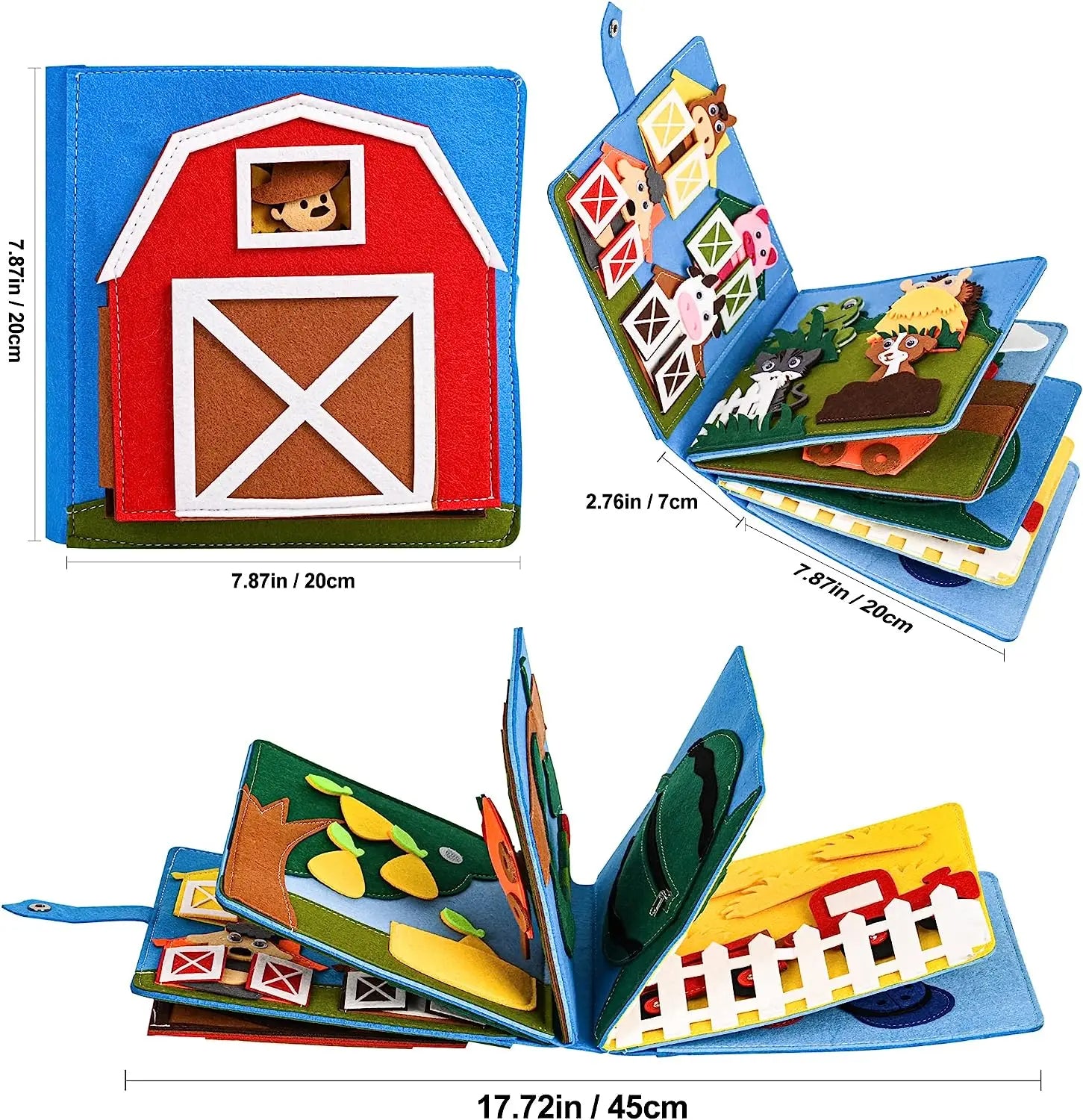 Farmyard Adventures Felt Storybook for Infants with Animals and Fruit