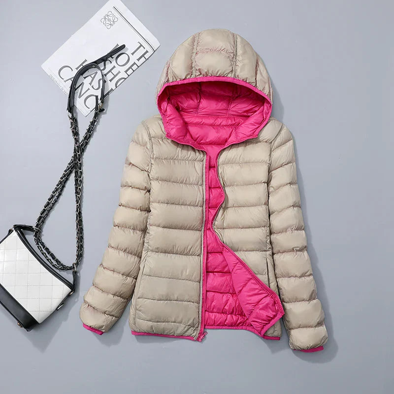 Reversible Hooded Down Jacket | Lightweight Insulated & Quilted Design | Dual-Style Versatile Warmth