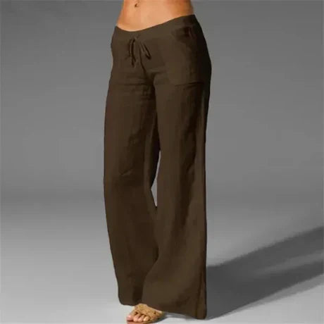 Women’s Linen Wide-Leg Pants | Drawstring Waist & Pockets | Breathable Fabric | Comfortable Fit