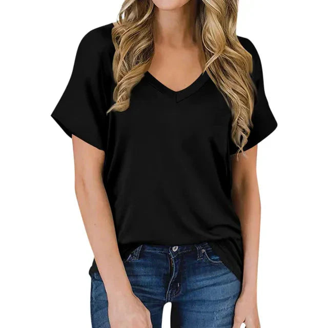Women's V-Neck T-Shirt | Soft Bamboo Cotton Fabric | Relaxed Fit & Durable Design