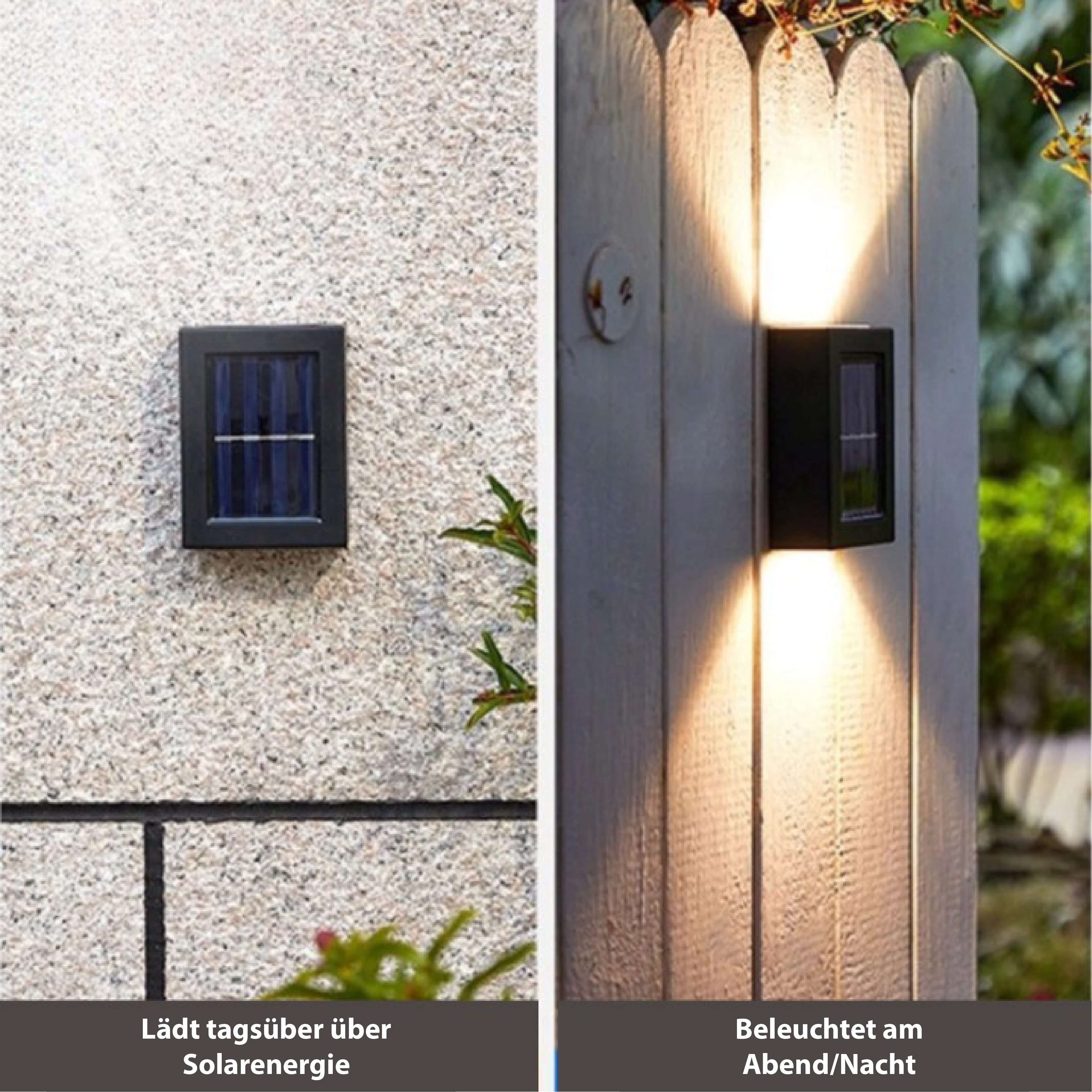 Solar LED Wall Light | Wireless with Dusk-to-Dawn Sensor | Weatherproof & Rechargeable Battery | Up to 10 Hours Lighting