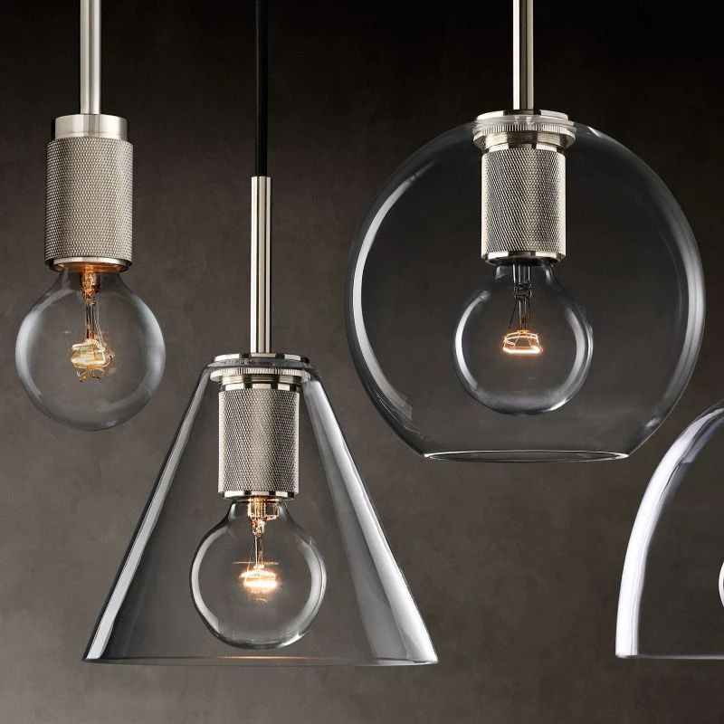 Munda — Glass Slope Pendant Light with Copper Accents for Kitchen Islands
