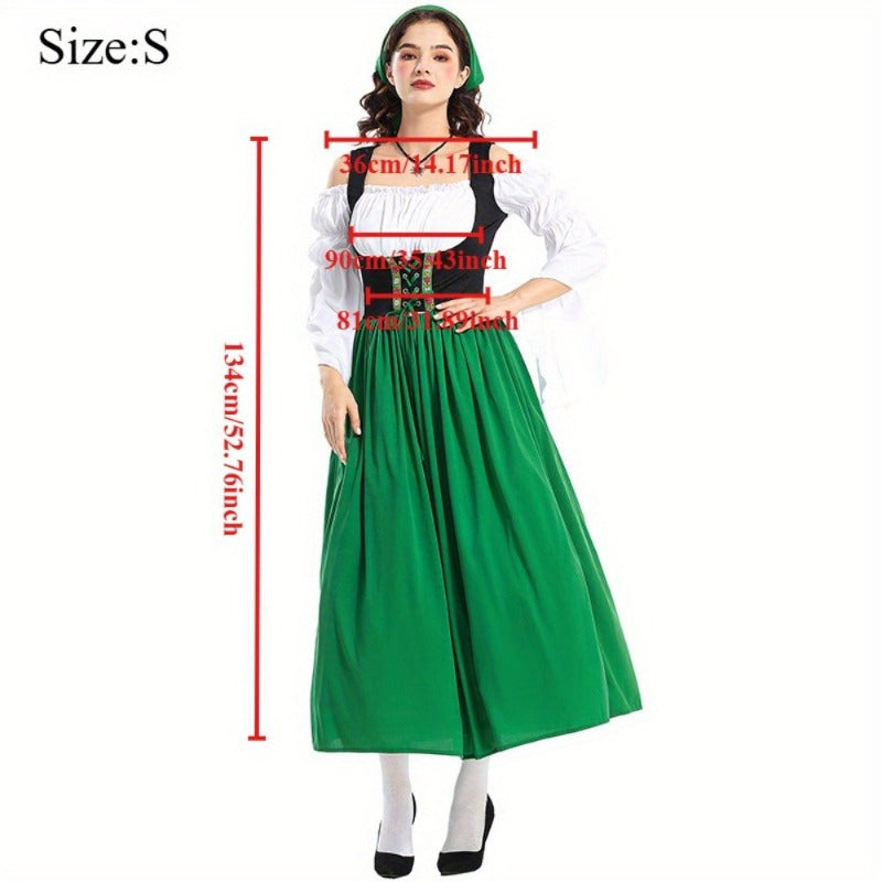 Women's Traditional Oktoberfest Dirndl Dress with Corset Bodice