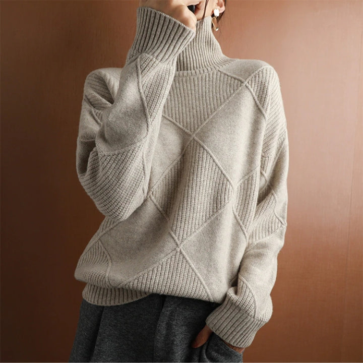 Women’s Knit Sweater | High Turtleneck | Wool Fabric | Comfortable Warm Fit