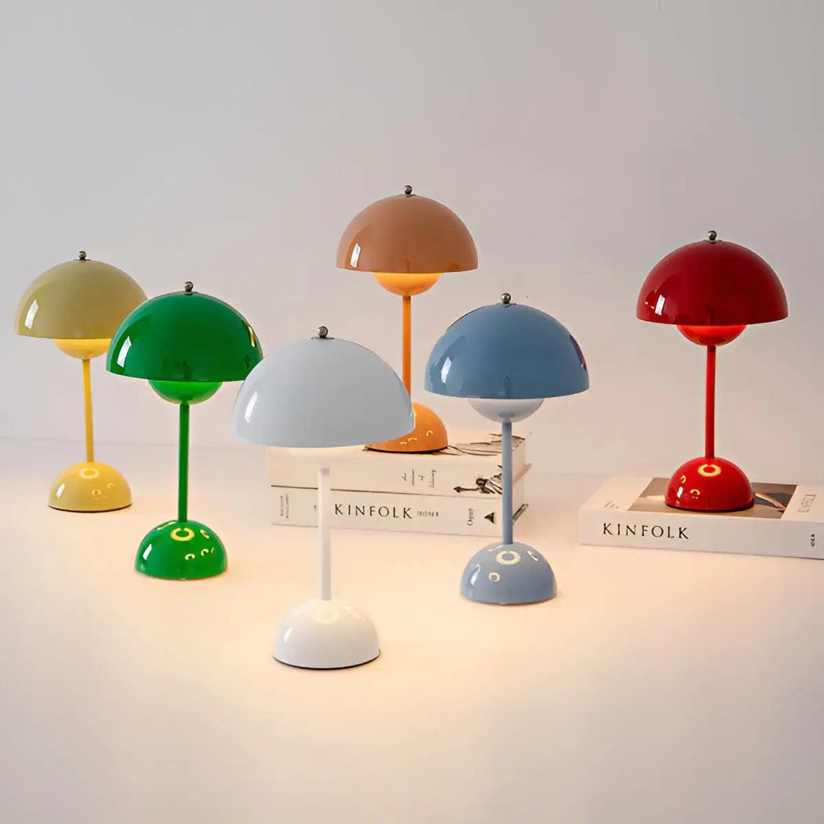 Table Lamp | Two-Sphere Mushroom Design | Stainless Steel | Customizable Brightness