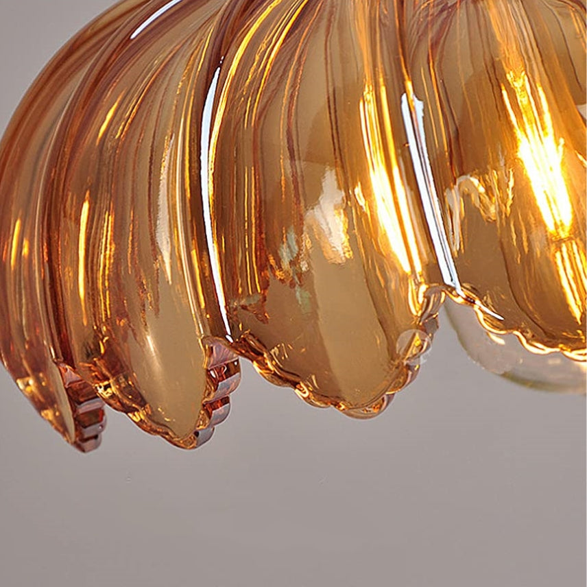Pendant Lamp | Bubble-Textured Translucent Glass | Copper Fittings | 9.8 Inch Diameter