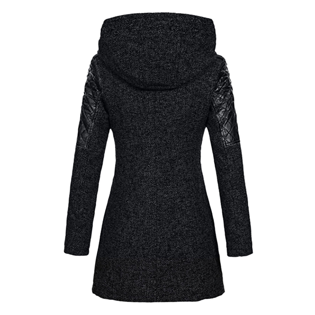 Women’s Long Winter Coat | Wool-Blend with Quilted Sleeves | Windproof & Durable | Comfortable Fit