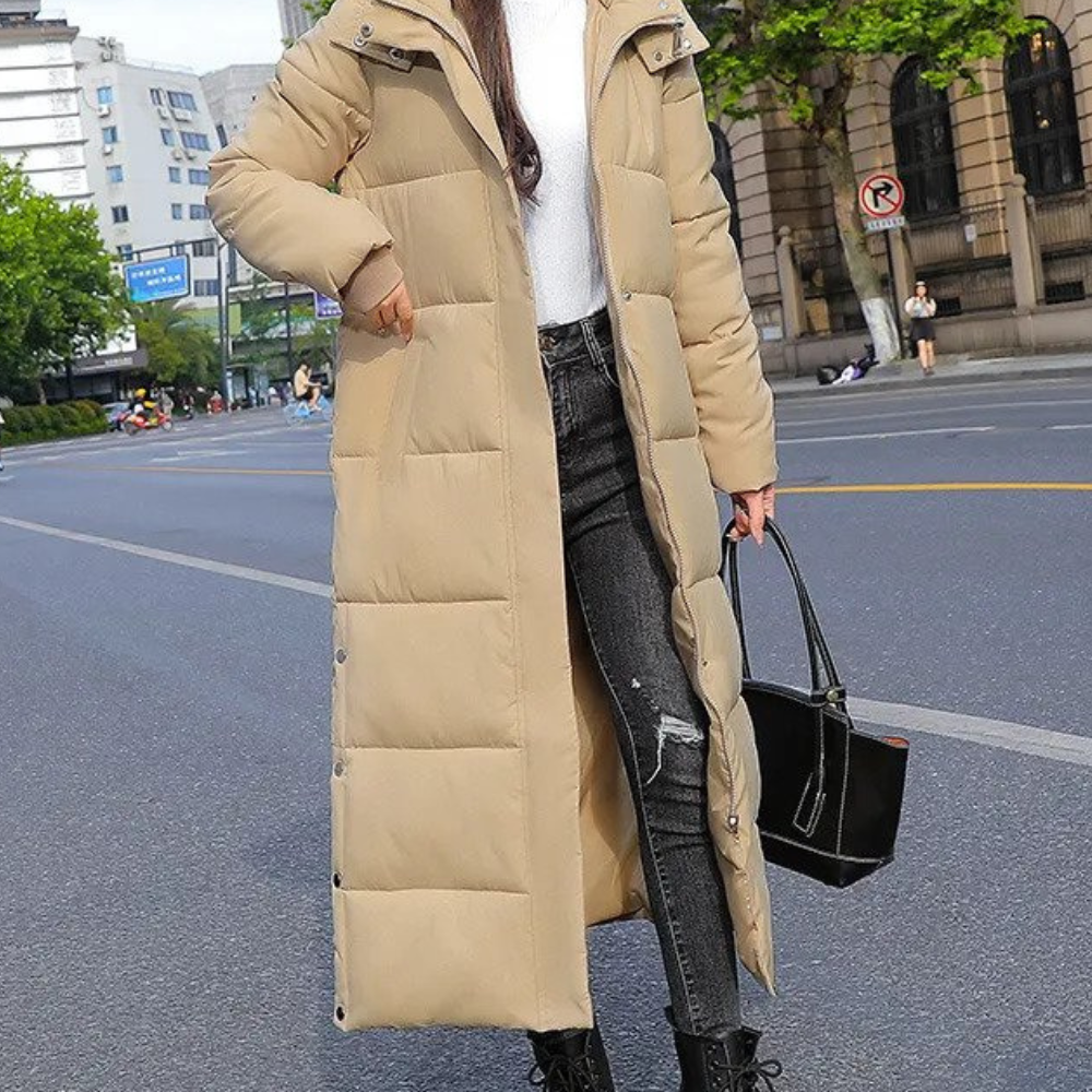 Women’s Winter Jacket | Long Quilted Coat | Cotton & Polyester Blend | Warm & Versatile Design