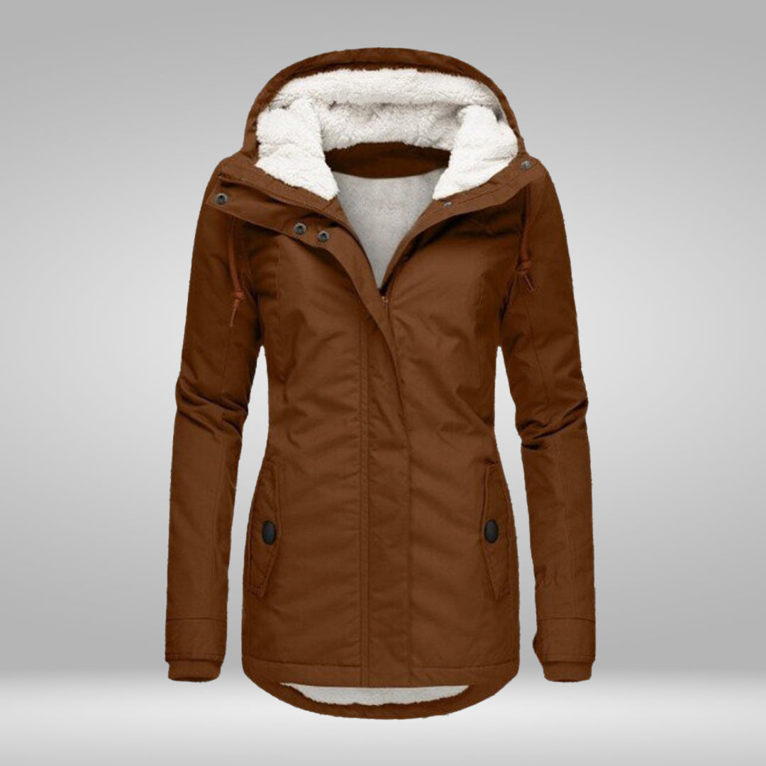 Women’s Winter Coat | Pleated Design with Detachable Lambswool Hood | Soft Teddy Lining & Practical Pockets | Comfortable Fit