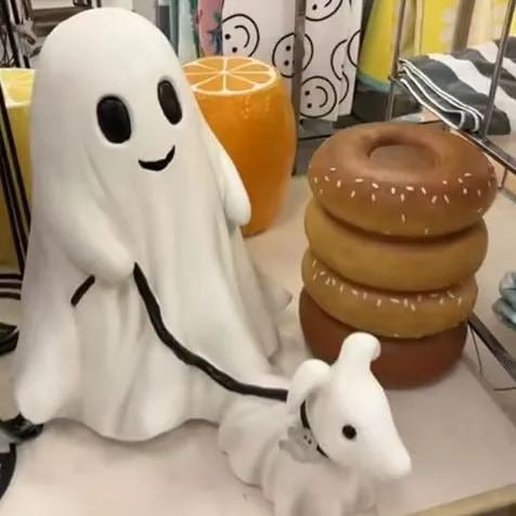 Handcrafted Halloween Ghost Dog Statue for Indoor & Outdoor Decor