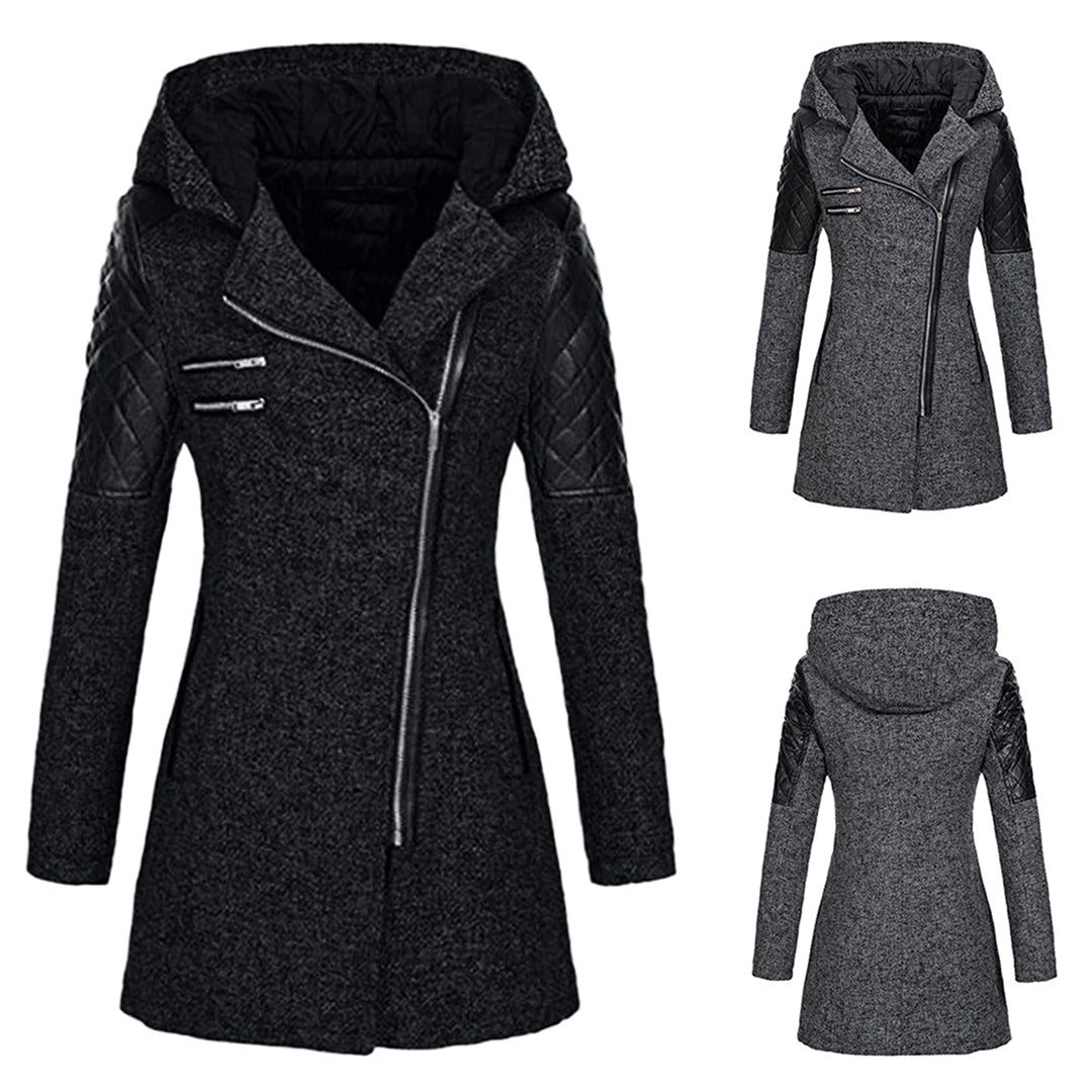 Women’s Long Winter Coat | Wool-Blend with Quilted Sleeves | Windproof & Durable | Comfortable Fit