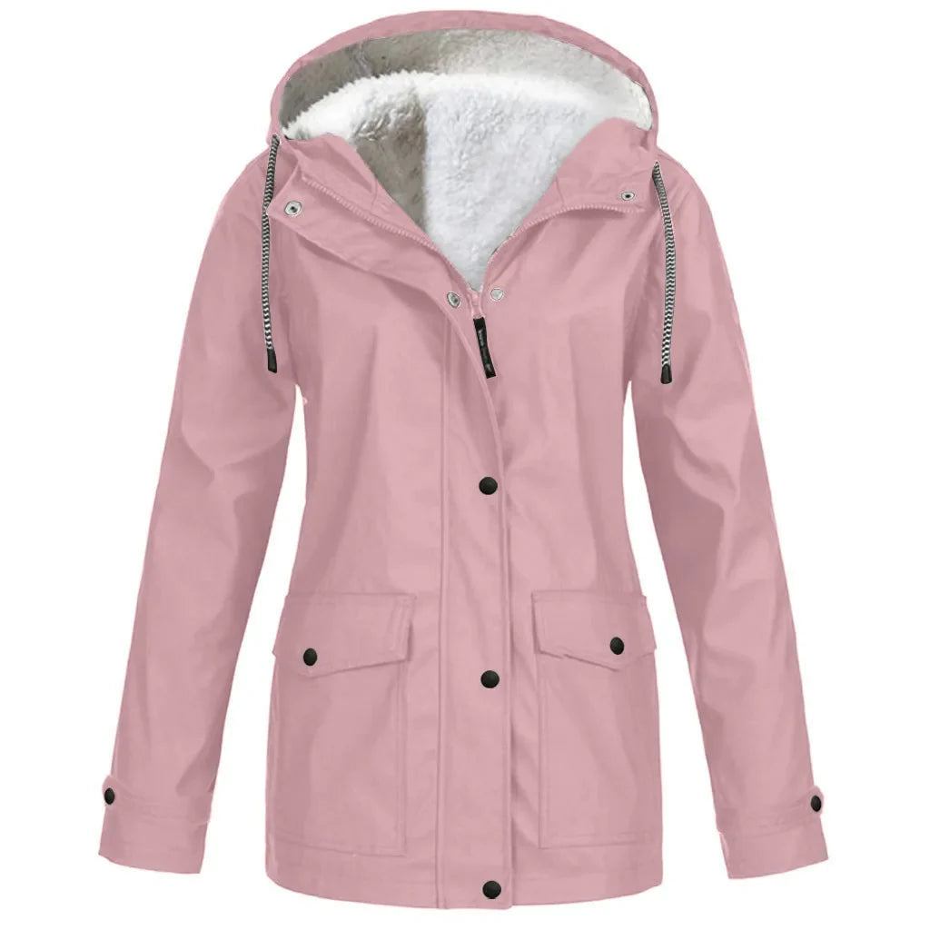 Women’s Waterproof Jacket | Windproof with Fleece Lining | Hooded Design | Durable Outdoor Layer