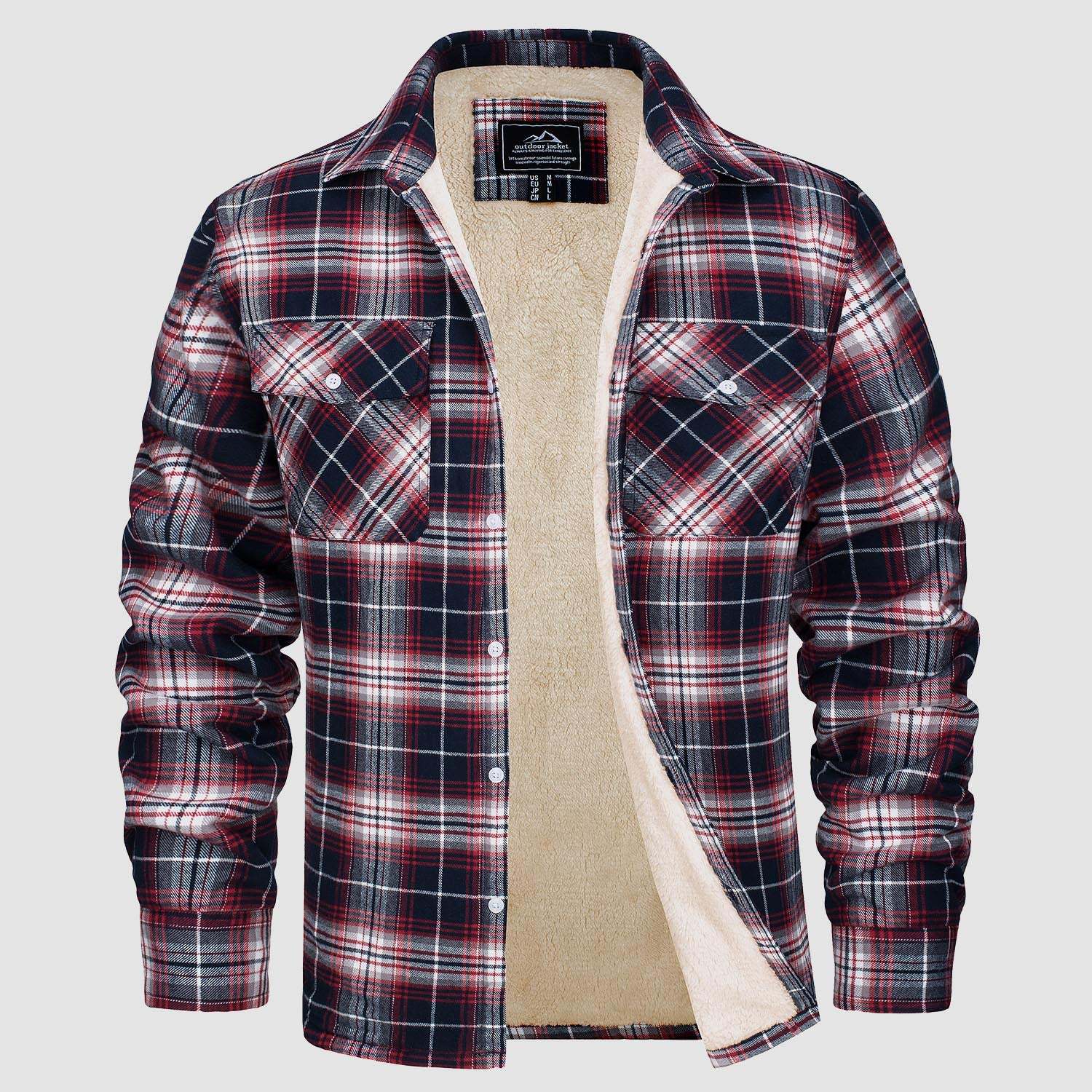 Fleece Jacket | Checkered Pattern | Cozy Warmth Outdoor Use | Fabric