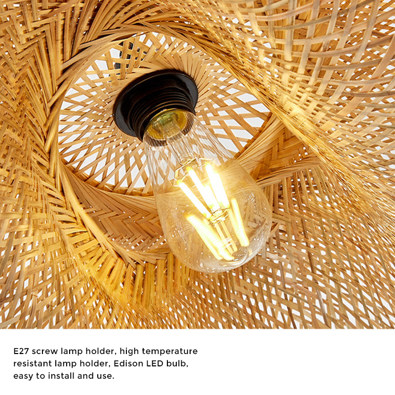 Serinara — Handwoven Bamboo Pendant Light with Warm Glow