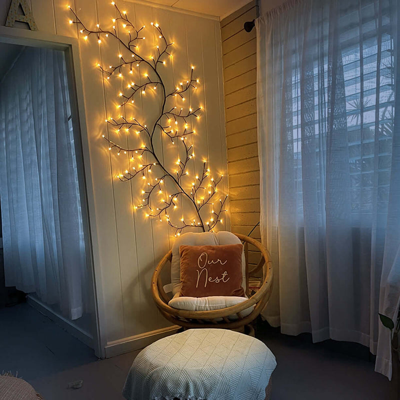 Decorative Willow Tree Lamp | Handcrafted LED Lighting | Wall-Mounted Accent | Ambient Glow