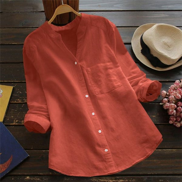Women’s Long-Sleeve Linen Blouse | Classic Button-Front Design | Breathable High-Quality Linen | Comfortable Fit