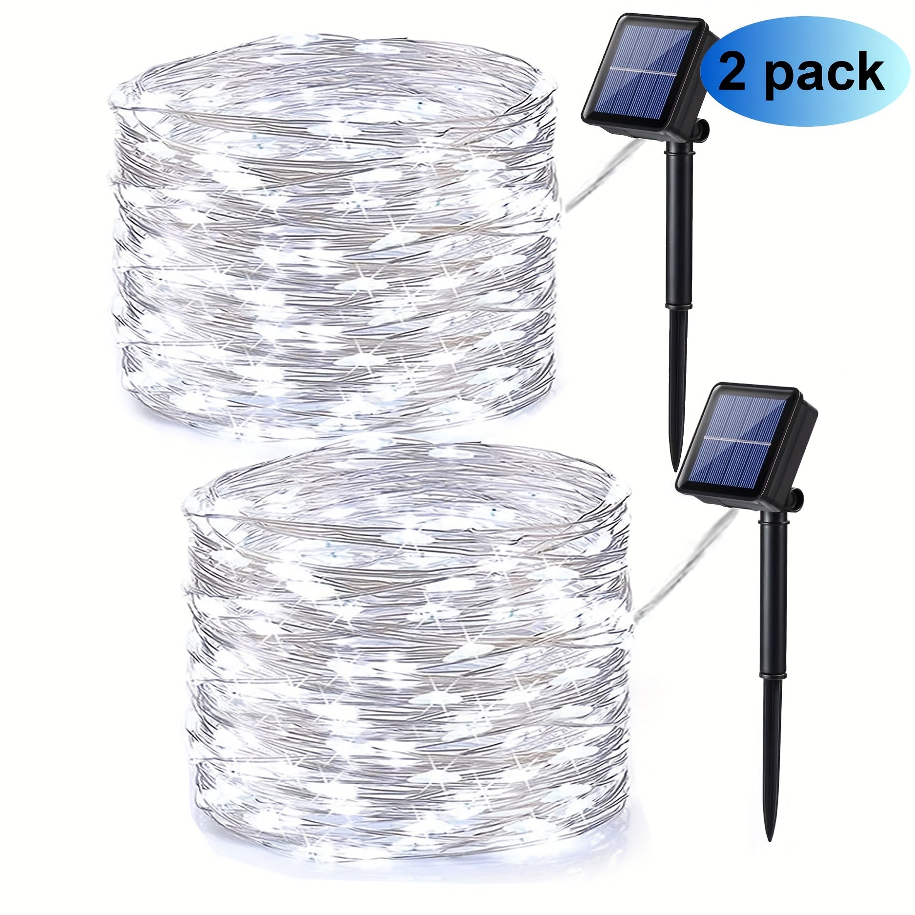Solar-Powered Halloween String Lights Orange and Purple 8 Flash Modes