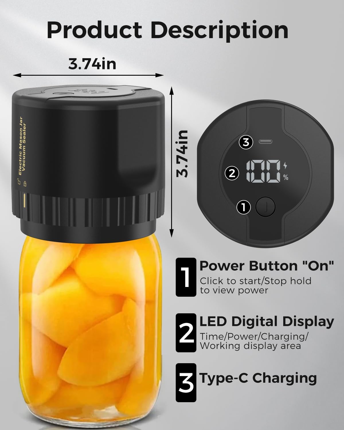 Electric Vacuum Sealer Set for Mason Jars