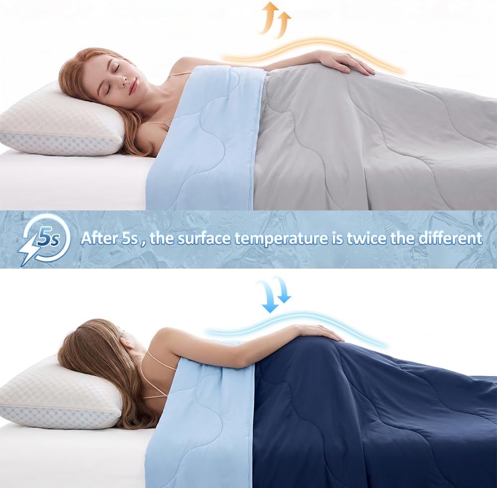 Reversible Queen Size Cooling Comforter – Lightweight and Washable Bedding