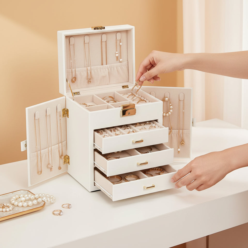 Elegant Jewelry Storage Box with Ample Drawers for Gifts