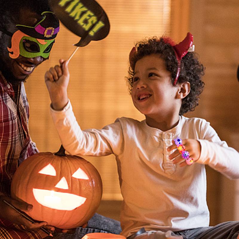 Halloween LED Glow Rings and Brooches Light-Up Costume Accessories