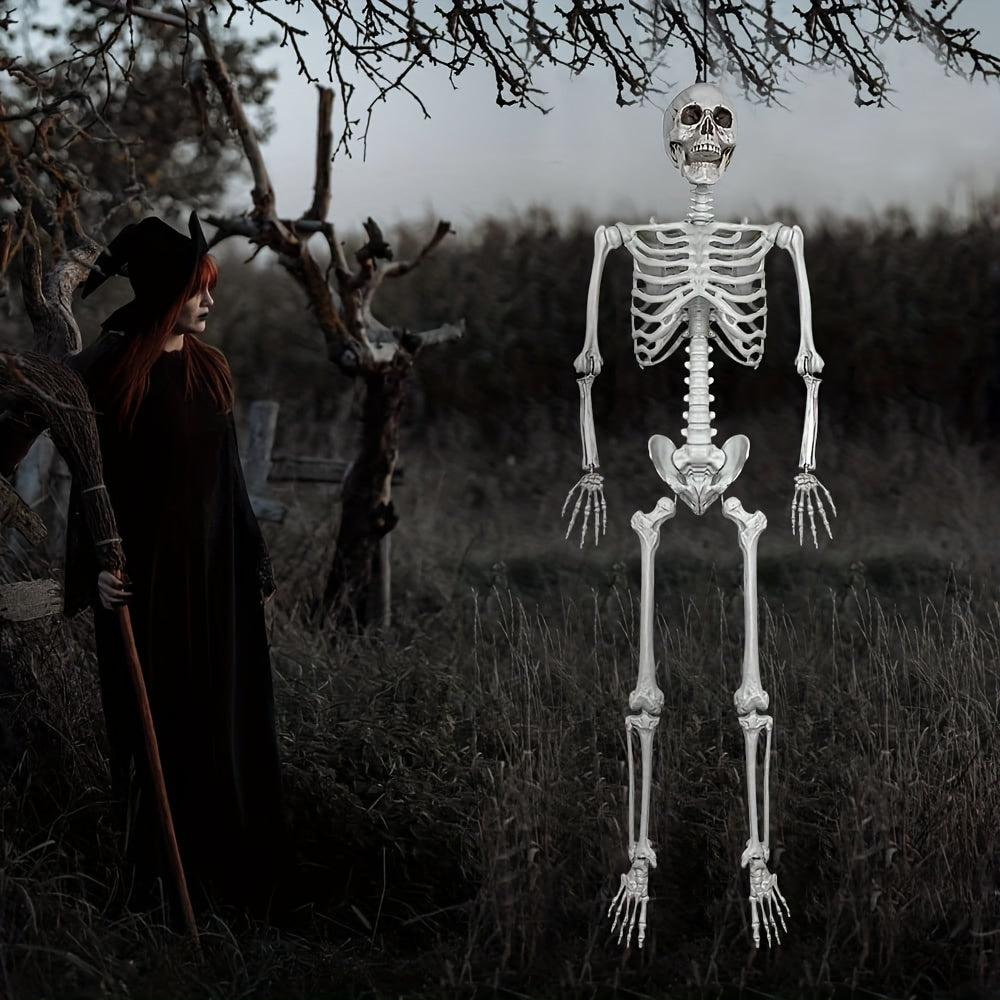 Oversized Halloween Skeleton Decoration with Poseable Joints for Haunted Houses