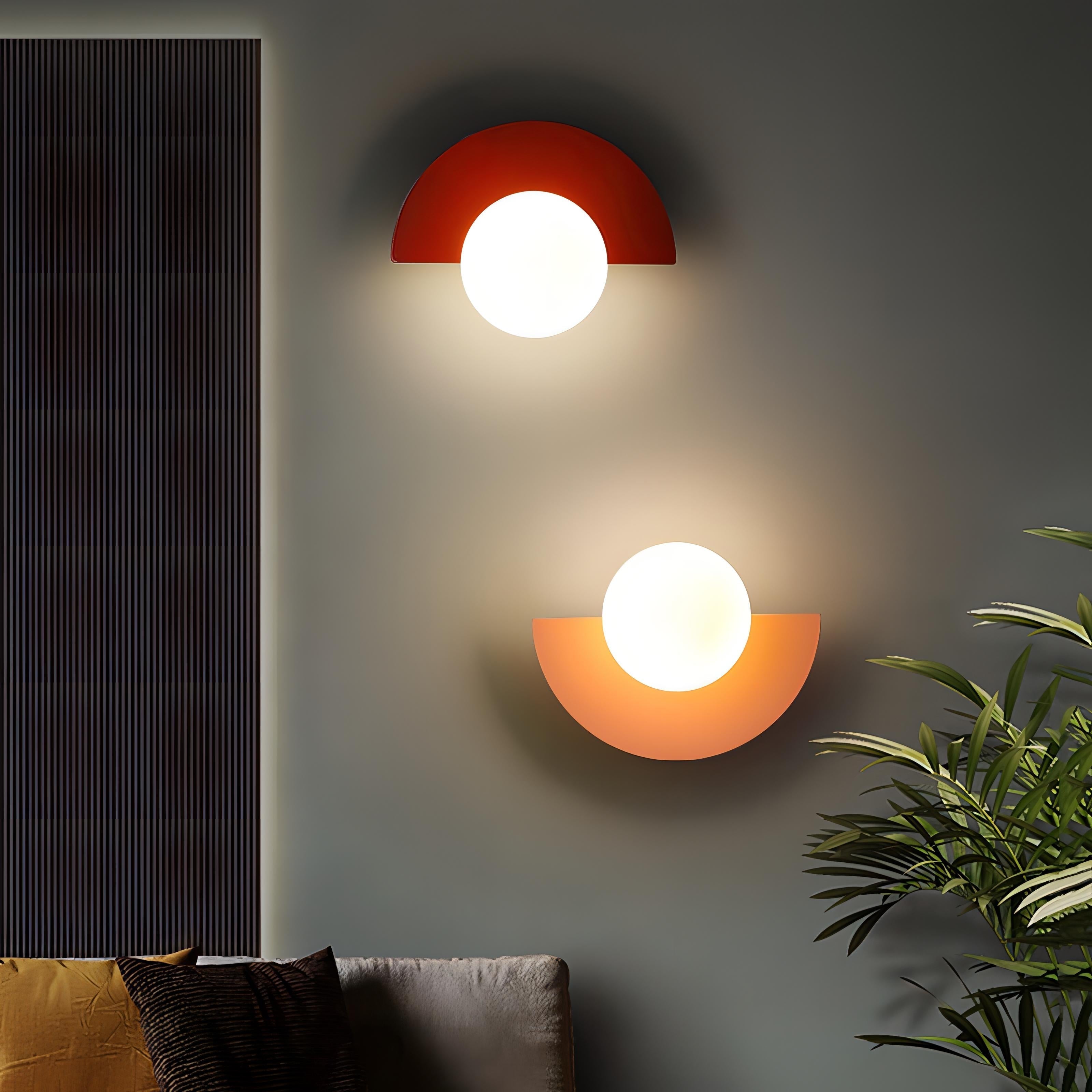 Wall Lamp | Nordic Semicircle Shade & Globe Diffuser | Metal Construction | Energy-Efficient LED Lighting