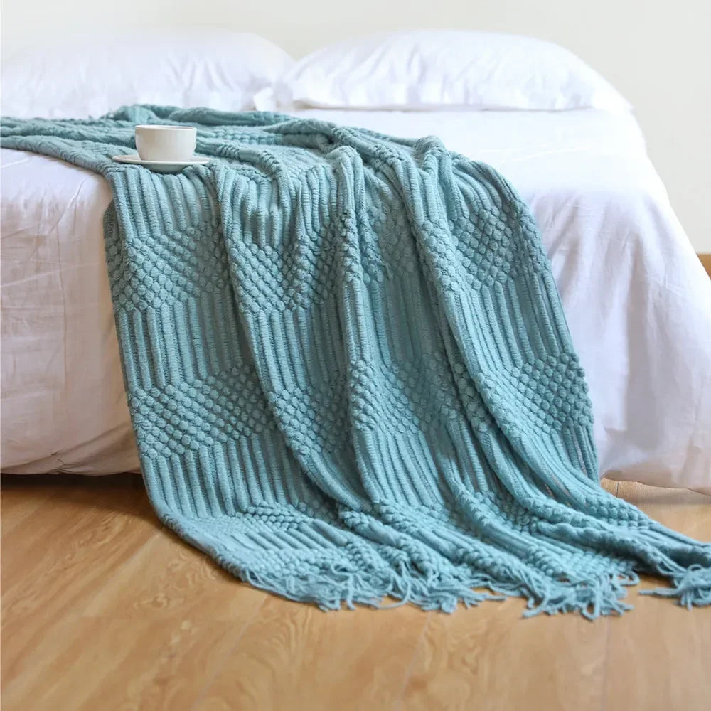 Chunky Knit Throw | Soft Acrylic | Cozy Warm Comfort | Reusable