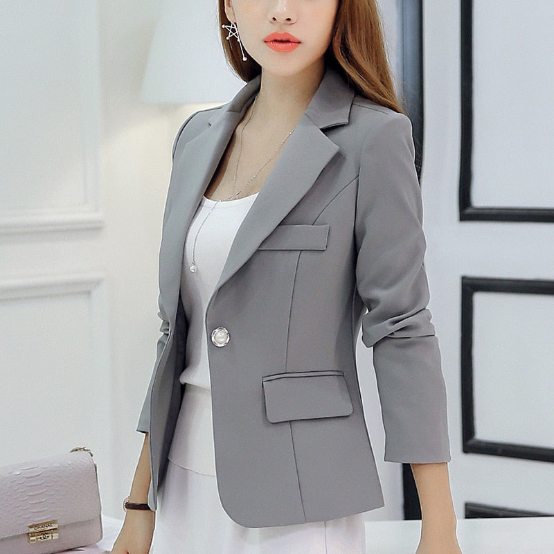 Women’s Blazer | Slim Fit Notch-Lapel | Polyester-Cotton Blend | Versatile Office Wear