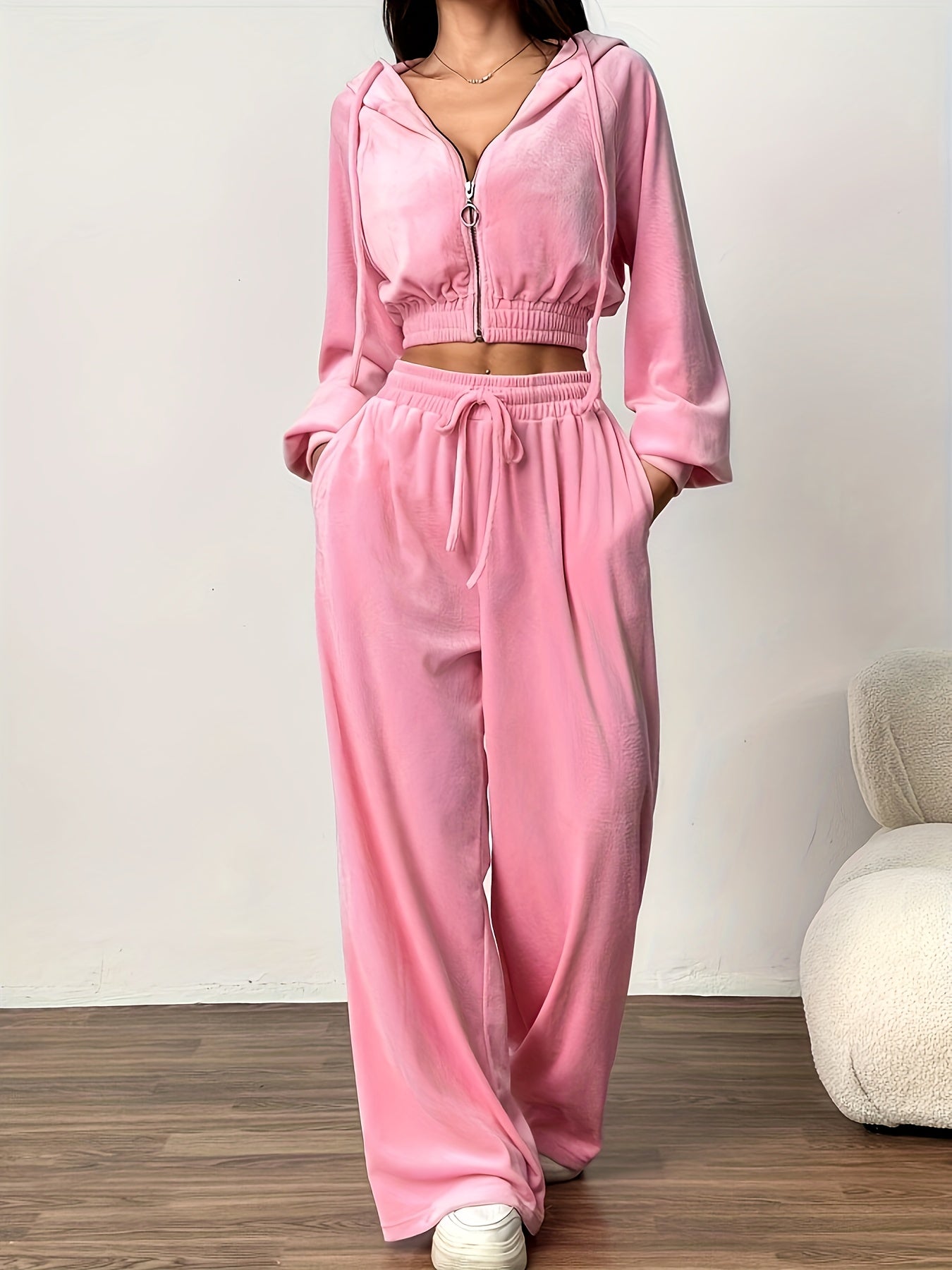 Women’s Hoodie Set | Long Sleeve Zip-Up | Comfortable Stretch Fit | Polyester