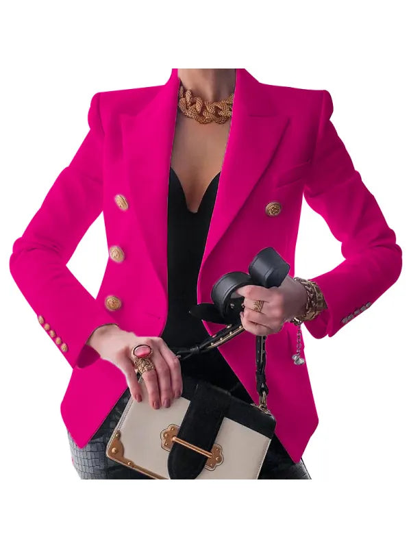 Women’s Blazer | Double-Breasted Tailored Design | Cotton Blend & Thermal Lining | Versatile Formal Wear