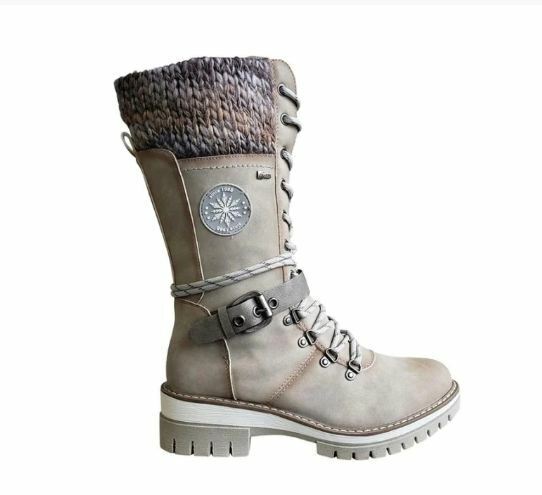 Women’s Knee-High Winter Boots | Water-Repellent PU Leather & Cotton Lining | Non-Slip Sole & Buckle Strap | Warmth and Traction