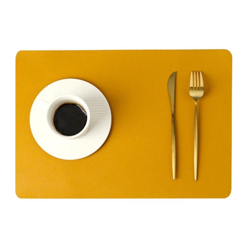 Modern Rectangle Waterproof PU Leather Placemats for Dining Table