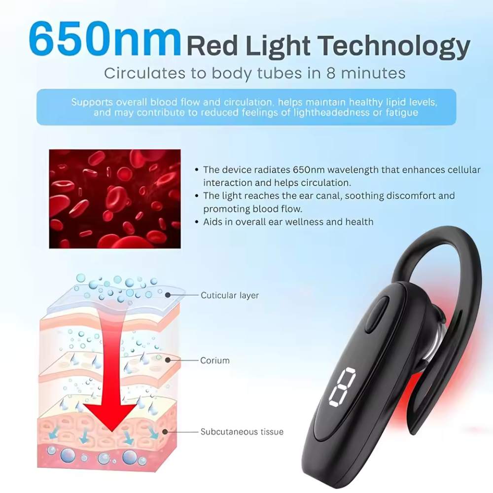 Portable 650nm Red Light Device for Ear Care