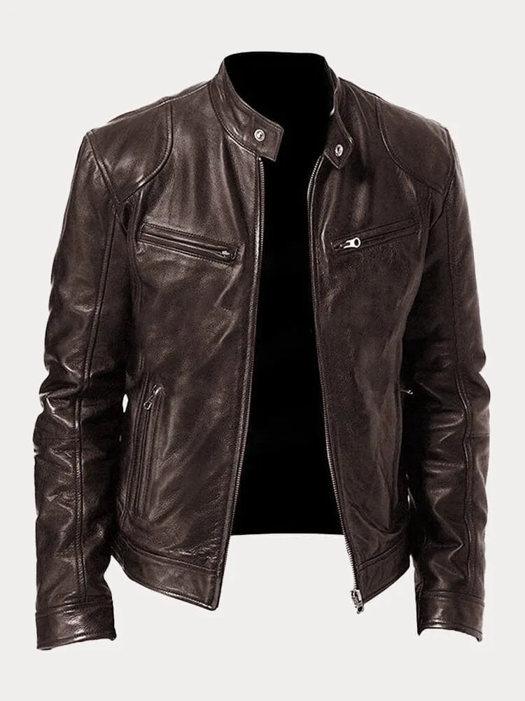 Men’s Leather Moto Jacket | Lined Interior & Adjustable Cuffs | Durable Genuine Leather | Versatile Casual & Semi-Formal Wear
