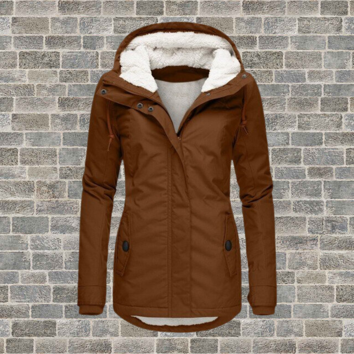 Women’s Hooded Coat | Pleated Design with Lambskin Hood | Cotton Blend | Cozy Warmth