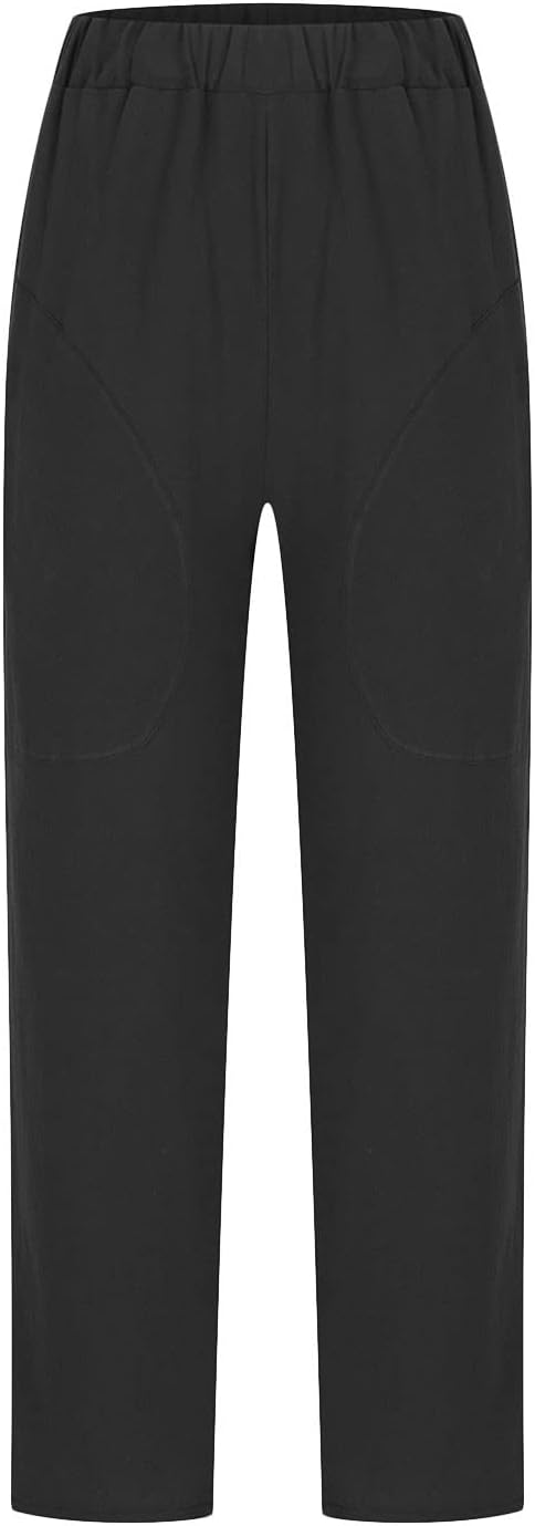 Women's Relaxed-Fit Linen-Blend Pants | Elastic Waistband & Side Pockets | Breathable Fabric | Comfortable Everyday Wear