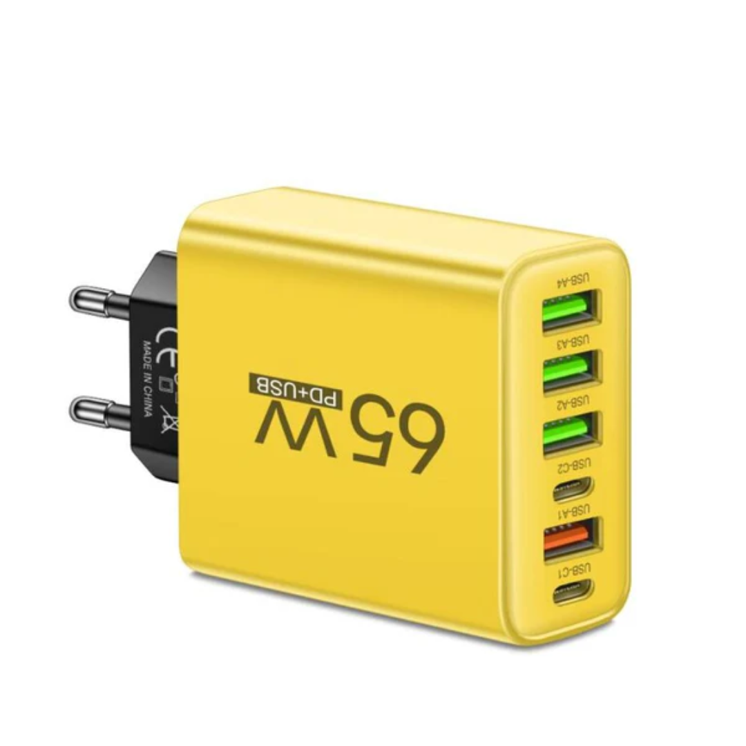 65W Multi-Port Fast Charging Hub – 6-in-1 Charger