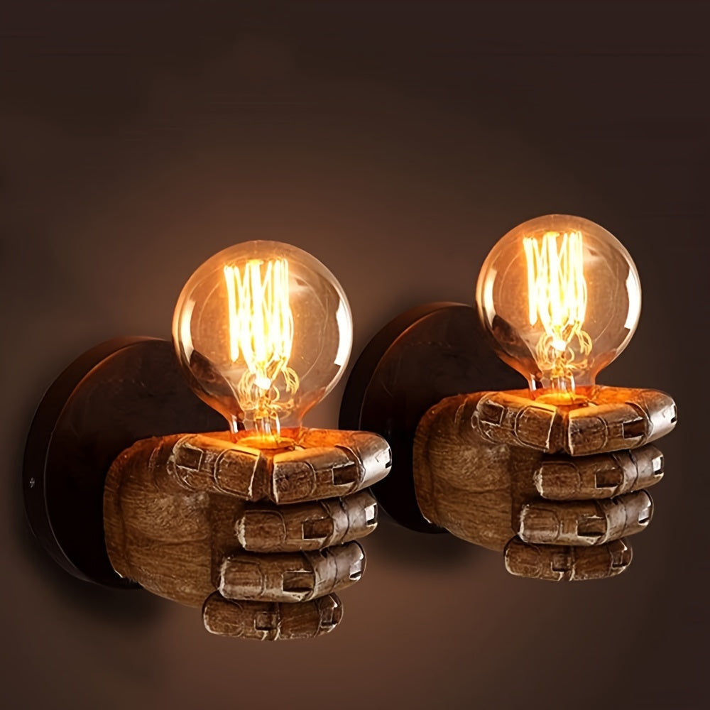 Sculptural Hand Design Wall Light with E26 Socket for Industrial Decor
