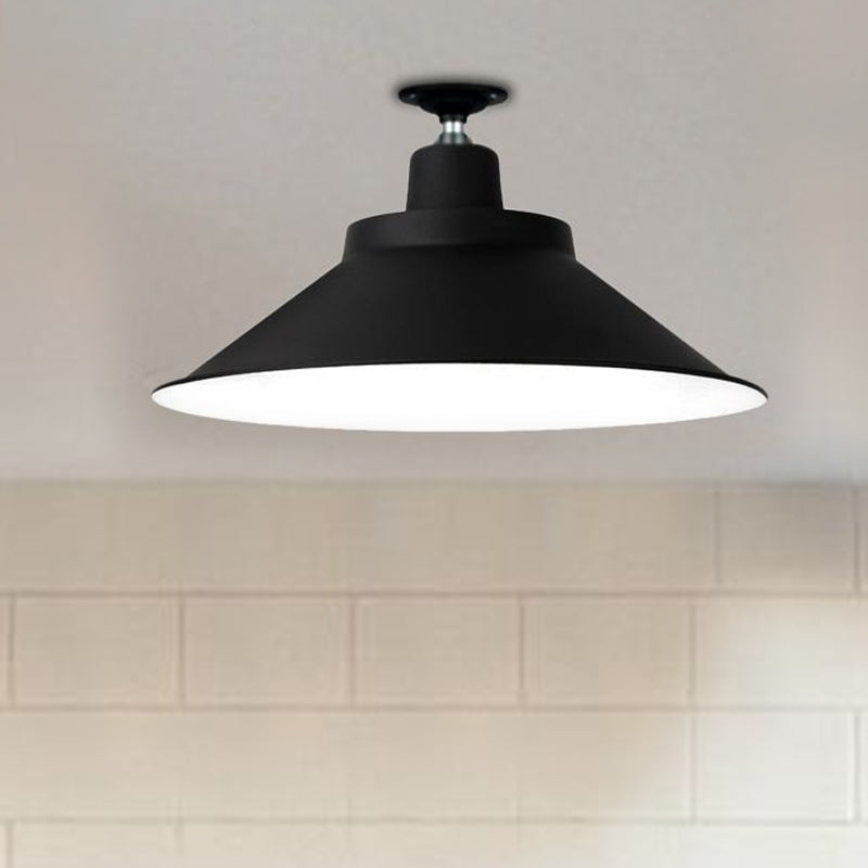 12" / 16" Industrial Flush Mount Light Fixture - Taavita Metal, 1 Light, E26/E27 Base, Compatible with LED/Incandescent/Fluorescent, 220V-240V & 110V-120V