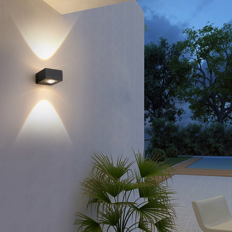 UFO Black Box Waterproof Outdoor LED Wall Lamp, Dual/Single-Sided Warm Light, Black Aluminum, Hardwired, IP Rated Modern Exterior Light, Energy-Saving