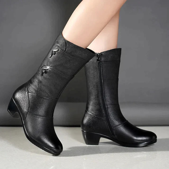 Women’s Winter Boots | High-Heel PU Leather | Anti-Slip Sole & Warm Lining | Comfortable Fit