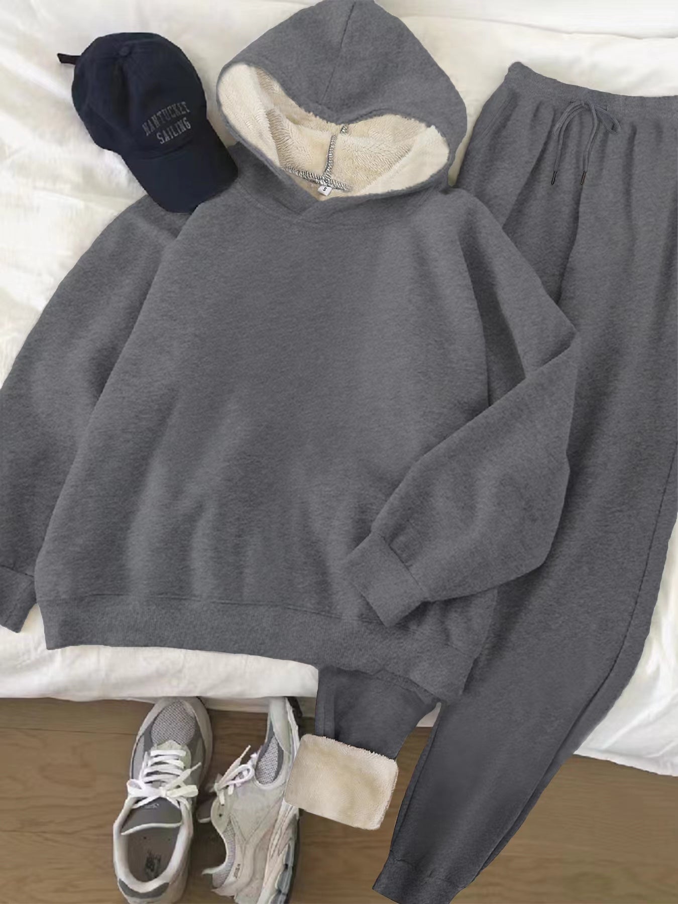 Plush Hoodie Jogger Set | Fleece-Lined | Cozy Warmth All Day | Polyester