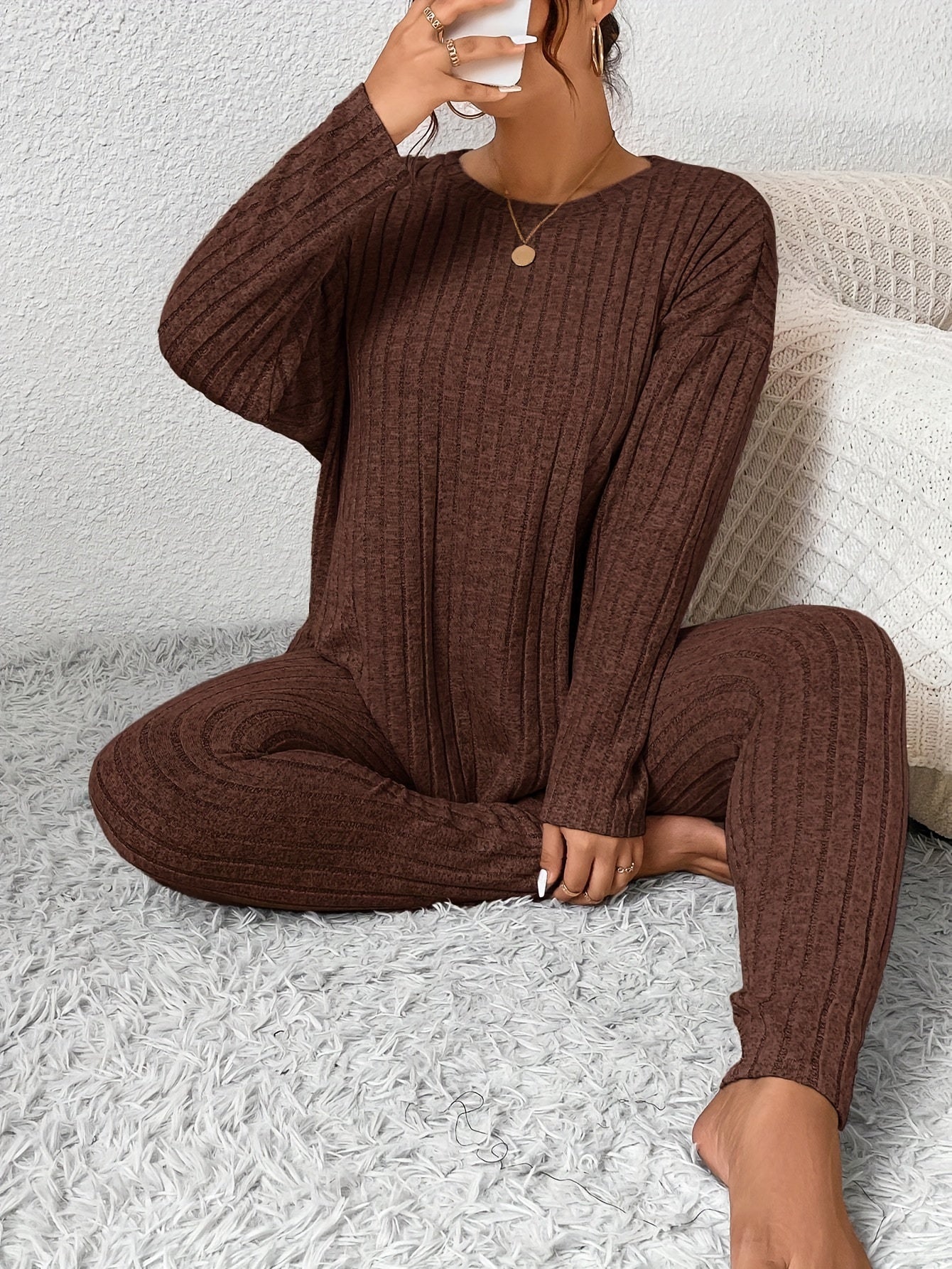 Plus Size Pajama Set | Long Sleeve | Lightweight Comfort | Polyester