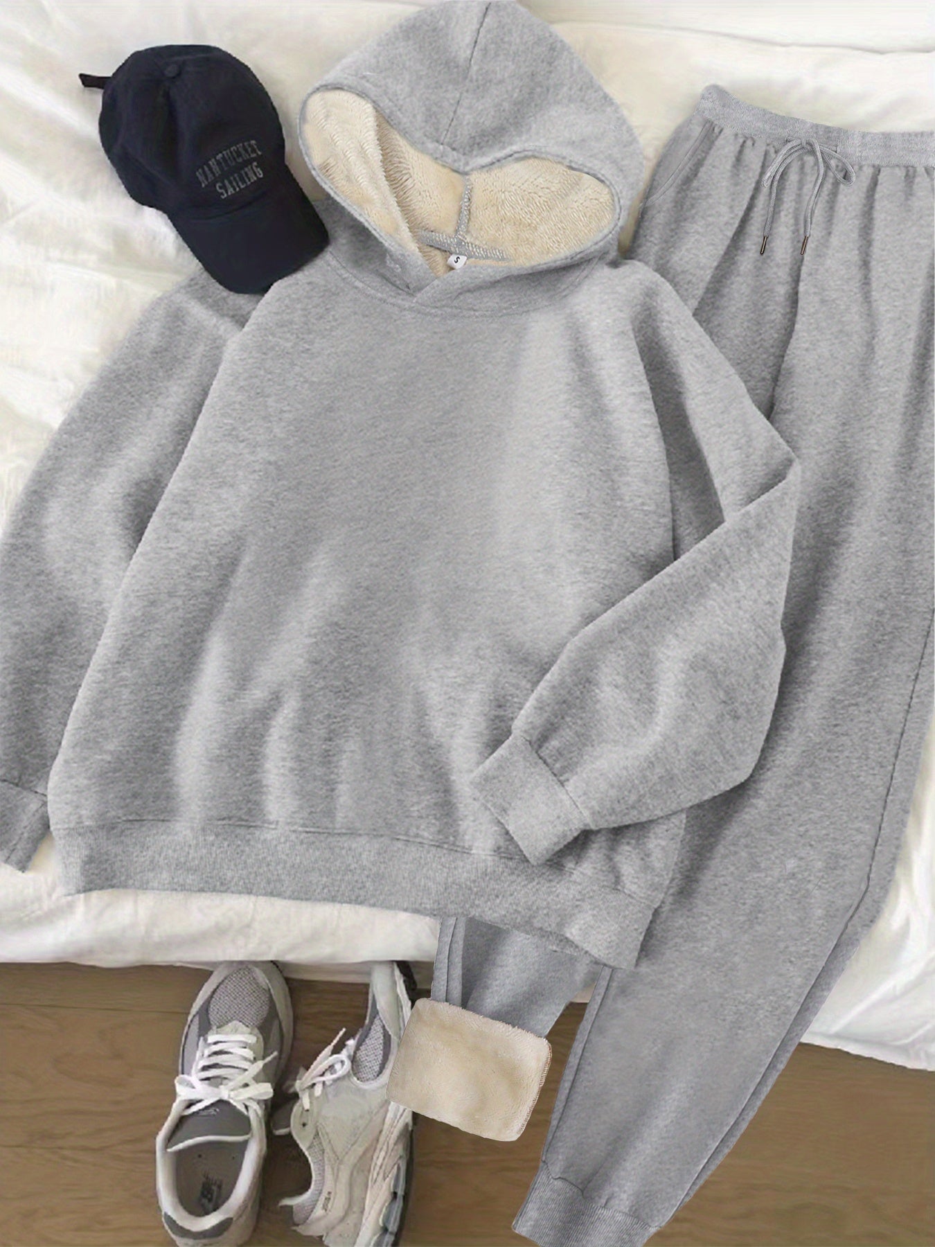 Plush Hoodie Jogger Set | Fleece-Lined | Cozy Warmth All Day | Polyester