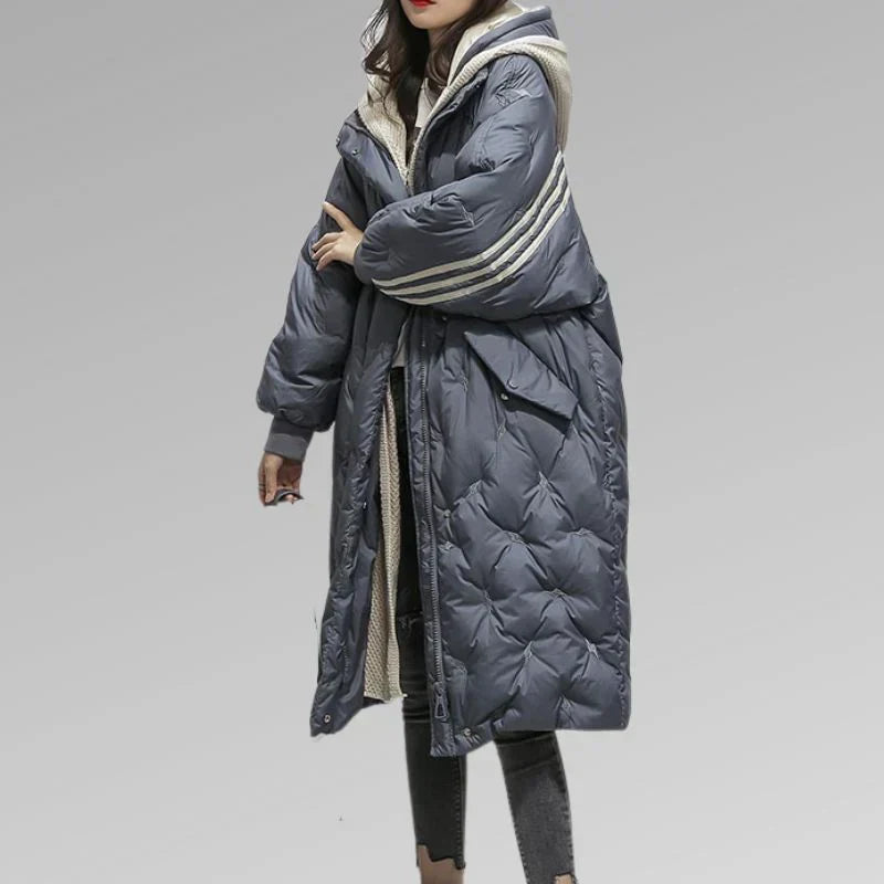 Women’s Winter Coat | Long Quilted Puffer with Hood | Durable & Easy Care | Comfortable Fit